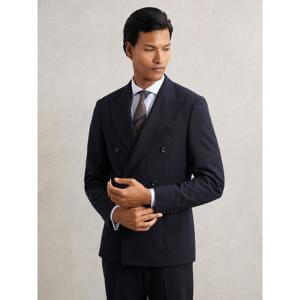 REISS Belmont Double-Breasted Suit Jacket Tailored-Fit with Wool
